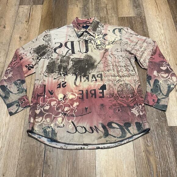 Tommy Bahama Indigo Palms Mens All Over Print Long Sleeve Button Down Shirt XL - Picture 2 of 7